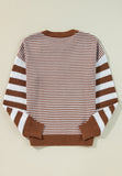 MQTIME  -  Striped Round Neck Dropped Shoulder Sweater
