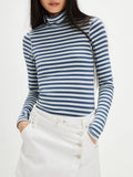 MQTIME  -  Exposed Seam Striped Turtleneck Long Sleeve T-Shirt