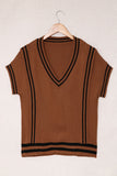 MQTIME  -  Striped Trim V-Neck Sweater Vest