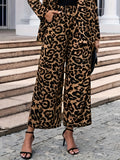 MQTIME  -  Leopard Wide Leg Elastic Waist Pants