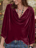 MQTIME  -  Cowl Neck Three-Quarter Sleeve Top