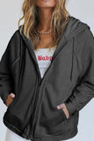 MQTIME  -  Exposed Seam Zip Up Long Sleeve Drawstring Hoodie