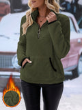 MQTIME  -  Half Zip Long Sleeve Furry Sweatshirt