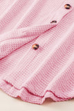 MQTIME  -   Waffle-Knit Collared Neck Long Sleeve Shirt