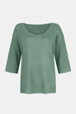 MQTIME  -  V-Neck Three-Quarter Sleeve Knit Top