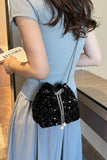 MQTIME  -  Sequin Chain Drawstring Bucket Bag