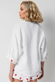 MQTIME  -  Basic Bae Heart Collared Neck Button Down Top and Shorts Set
