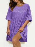MQTIME  -  Round Neck Half Sleeve Mini Dress