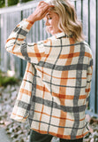 MQTIME  -  Plaid Snap Down Collared Neck Shacket