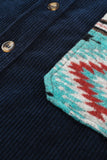 MQTIME  -  Pocketed Geometric Collared Neck Shacket