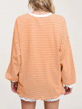MQTIME  -  Contrast Striped Long Sleeve Sweatshirt