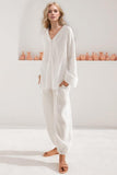 MQTIME  -  Basic Bae Buttery-Soft V-Neck Long Sleeve Top and Pants Set