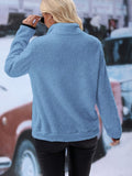 MQTIME  -  Half Zip Long Sleeve Furry Sweatshirt