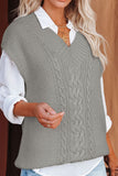 MQTIME  -  Cable-Knit V-Neck Sweater Vest