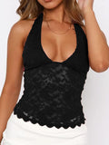 MQTIME  -  Lace Backless Halter Neck Cami