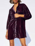 MQTIME  -  Collared Neck Button Down Long Sleeve Shirt