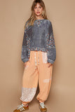 MQTIME  -  POL Floral Patchwork Round Neck Knit Top