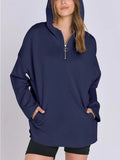MQTIME  -  Quarter Zip Long Sleeve Hoodie