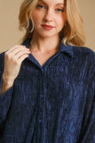 MQTIME  -  Umgee Side Slit Texture Button Up Shirt