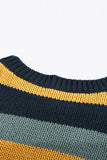 MQTIME  -  Color Block Round Neck Dropped Shoulder Sweater