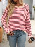MQTIME  -   Striped Round Neck Long Sleeve Sweater