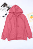 MQTIME  -  Exposed Seam Zip Up Long Sleeve Drawstring Hoodie