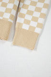 MQTIME  -  Checkered Collared Neck Long Sleeve Sweater