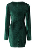 MQTIME  -  Ruched Surplice Long Sleeve Mini Dress