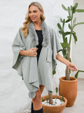 MQTIME  -  Fuzzy Trim Open Front Poncho