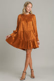 MQTIME  -  Umgee Smocked Leopard Long Sleeve Tiered Dress
