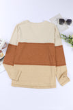 MQTIME  -  Color Block V-Neck Long Sleeve Top