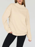 MQTIME  -  Mock Neck Drop Shoulder Long Sleeve Sweatshirt