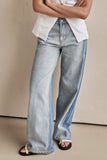 MQTIME  -  Contrast Straight Leg Jeans with Pockets