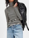 MQTIME  -  Exposed Seam Striped Turtleneck Long Sleeve T-Shirt