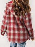 MQTIME  -  Plaid Snap Down Plush Hooded Jacket