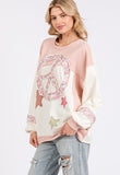 MQTIME  -  SAGE + FIG Peace & Star Patch Contrast Round Neck Sweatshirt