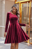 MQTIME  -  Round Neck Long Sleeve Knee Length Dress