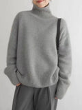 MQTIME  -  Turtleneck Dropped Shoulder Long Sleeve Sweater