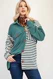 MQTIME  -  Celeste Full Size Striped Button Up Dropped Shoulder Shacket