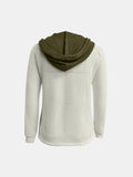MQTIME  -  Full Size Waffle-Knit Contrast Long Sleeve Hoodie