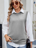 MQTIME  -  Buttoned Round Neck Sweater Vest