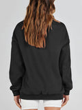 MQTIME  -  Mock Neck Drop Shoulder Long Sleeve Sweatshirt