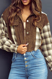 MQTIME  -  Raw Hem Plaid Cropped Hooded Jacket