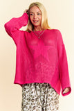 MQTIME  -    Star Front Crochet Drop Shoulder Knit Top