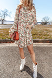 MQTIME  -  Floral Round Neck Long Sleeve Dress