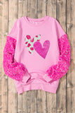 MQTIME  -  Valentine’s Day Sequin Heart Long Sleeve Sweatshirt