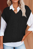 MQTIME  -  Cable-Knit V-Neck Sweater Vest