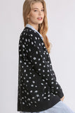 MQTIME  -  Umgee Polka Dot Open Front Drop Shoulder Cardigan