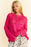 MQTIME  -    Star Front Crochet Drop Shoulder Knit Top