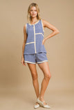 MQTIME  -  Umgee Round Neck Texture Striped Tank